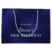 Birthday marvy blue white monogram modern groot cadeauzakje (Achterkant)