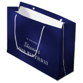 Birthday marvy blue white monogram modern groot cadeauzakje (Voorkant Gekanteld)