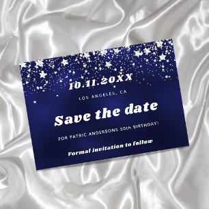 Birthday marvy blue zilsterren save date card save the date