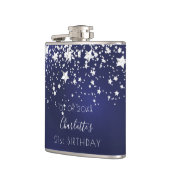 Birthday marvy blue zilversterren naam heupfles (Links)