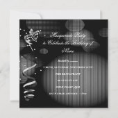 Birthday Masquerade Party Masker Silver Pink 2 Kaart (Achterkant)