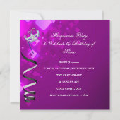 Birthday Masquerade Party masver Silver Pink Kaart (Achterkant)