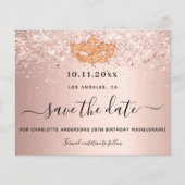 Birthday masquerade roos gold save the date (Voorkant)