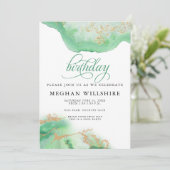 Birthday May Emerald Green Waterverf Geode Kaart (Staand voorkant)