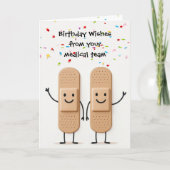 Birthday Medical Bandage Stick Figure People Kaart (Voorkant)