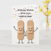 Birthday Medical Bandage Stick Figure People Kaart (Gele Bloem)