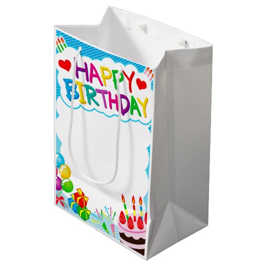 Birthday Medium Gift Bag Cadeauzakje (Voorkant Gekanteld)