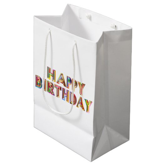 Birthday Medium Gift Bag Medium Cadeauzakje (Voorkant Gekanteld)