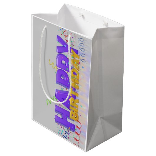Birthday Medium Gift Bag Medium Cadeauzakje (Achterkant Gekanteld)