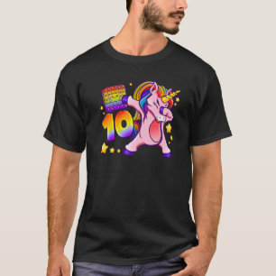 Birthday meisje 10 jaar oud, Unicorn, Pop het, Num T-shirt