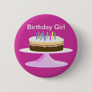 Birthday meisje ronde button 5,7 cm