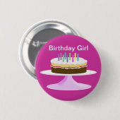 Birthday meisje ronde button 5,7 cm (Voorkant /achterkant)