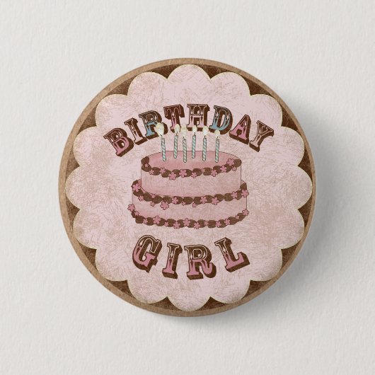 Birthday meisje ronde button 5,7 cm (Voorkant)