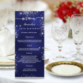 Birthday Menu blue Silver Glitter foto leuke feite