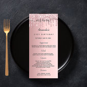 Birthday Menu blush roze glitter dript monogram