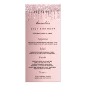 Birthday Menu blush roze glitter dript monogram (Voorkant)
