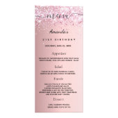 Birthday Menu blush roze glitter name (Voorkant)