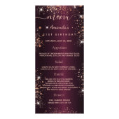Birthday Menu burgundy roos Gold glitter (Voorkant)