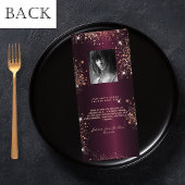 Birthday Menu burgundy roos goudfoto leuke feiten