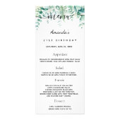Birthday Menu eucalyptus greenery foto leuke feite (Voorkant)