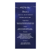Birthday Menu navy blue foto leuke feiten (Voorkant)