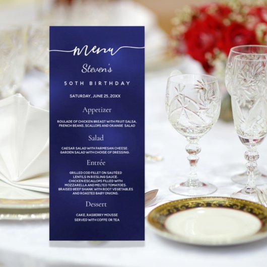 Birthday Menu navy blue foto leuke feiten