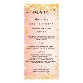 Birthday Menu oranje glitter foto leuke feiten (Voorkant)