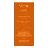 Birthday Menu oranje glitter foto leuke feiten (Voorkant)