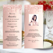 Birthday Menu roos goud glitter druipt leuke feite