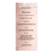 Birthday Menu roos goud glitter foto leuke feiten (Voorkant)