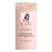 Birthday Menu roos goud glitter foto leuke feiten (Achterkant)