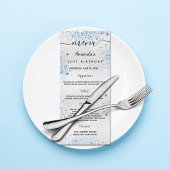 Birthday Menu Silver Blue glitter-naam