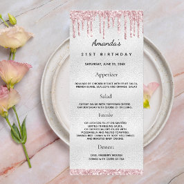Birthday Menu Silver Blush roze foto leuke feiten