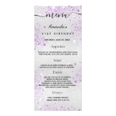 Birthday Menu Silver paars metal-monogram (Voorkant)