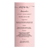 Birthday Menu wazig roze metaal naam leuke feiten (Voorkant)
