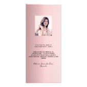 Birthday Menu wazig roze metaal naam leuke feiten (Achterkant)