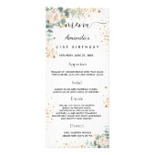 Birthday Menu white floral eucalyptus glitter (Voorkant)