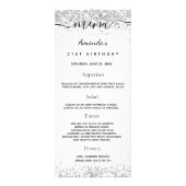 Birthday Menu White Silver Glitter sparkles (Voorkant)