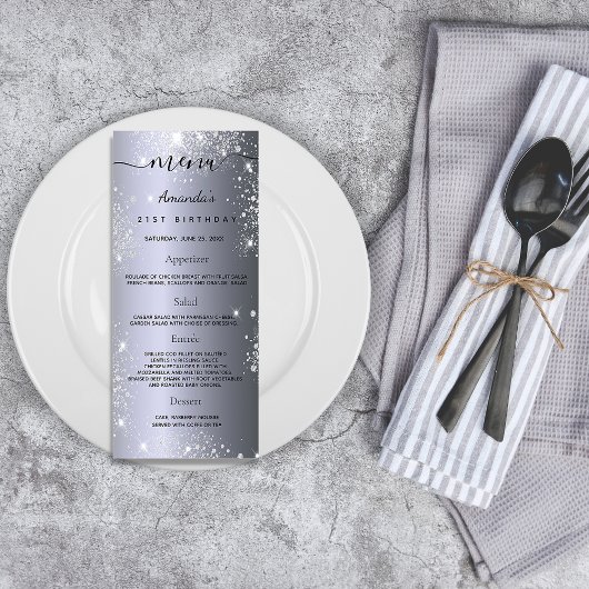Birthday Menu zilveren monogram