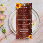 Birthday Menu-zonnebloemen bijtend hout glitter Reclamekaart