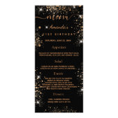 Birthday Menu zwart goud glitter foto quiz (Voorkant)