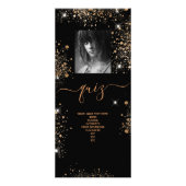 Birthday Menu zwart goud glitter foto quiz (Achterkant)