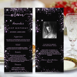 Birthday Menu zwarte paarse foto loffenis