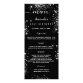 Birthday Menu zwarte witte glitter foto leuke feit (Voorkant)