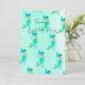 Birthday Mermaid Pattern Green Mermaid Tail Girly Kaart (Staand voorkant)