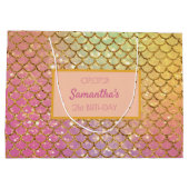 Birthday mermaid scales roze paarse glitter groot cadeauzakje (Achterkant)