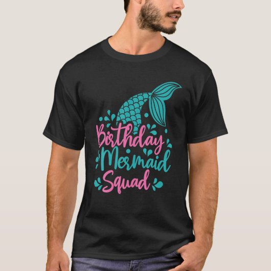 Birthday Mermaid Squad Party Matching Family T-shirt (Voorkant)