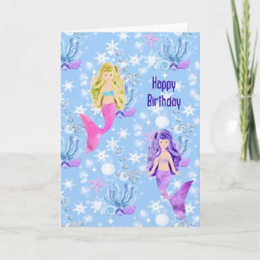 Birthday Mermaids for Young Vrouw Child Kaart (Voorkant)