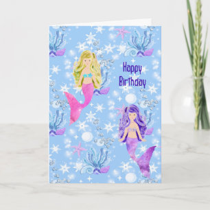 Birthday Mermaids for Young Vrouw Child Kaart