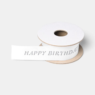 Birthday Metallic Silver Ribbon met naam Satijnen Lint